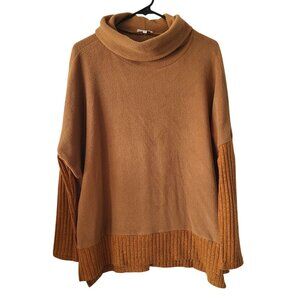 La Miel US Womens M Camel Brown Cowl Neck Sweater With Ribbed Hem & Sleeves